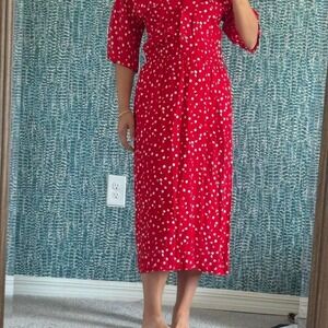 Vintage Karin Stevens 90's column red polka dot dress